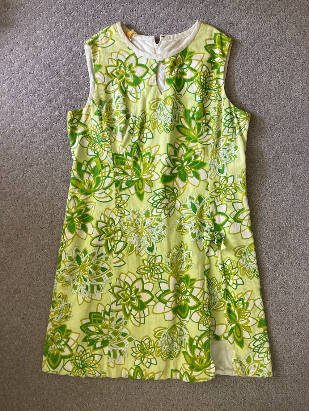 Vintage '60s Gregg Draddy green floral skort dress, ~Med./Large.